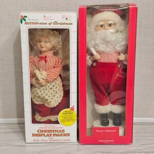 Vtg Santa Claus & Mrs Claus Animated Illuminated Motionettes 16" 1990s Musical